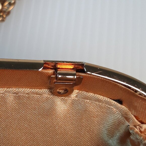 Lulu Townsend Gold Floral Clutch Handbag Party Wedding Date Night Event Festive - Picture 11 of 15